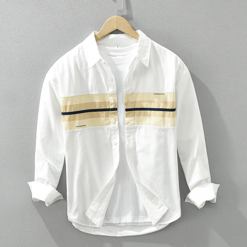 Herrskjorta Lapptäcksstil Relaxed Cotton 4