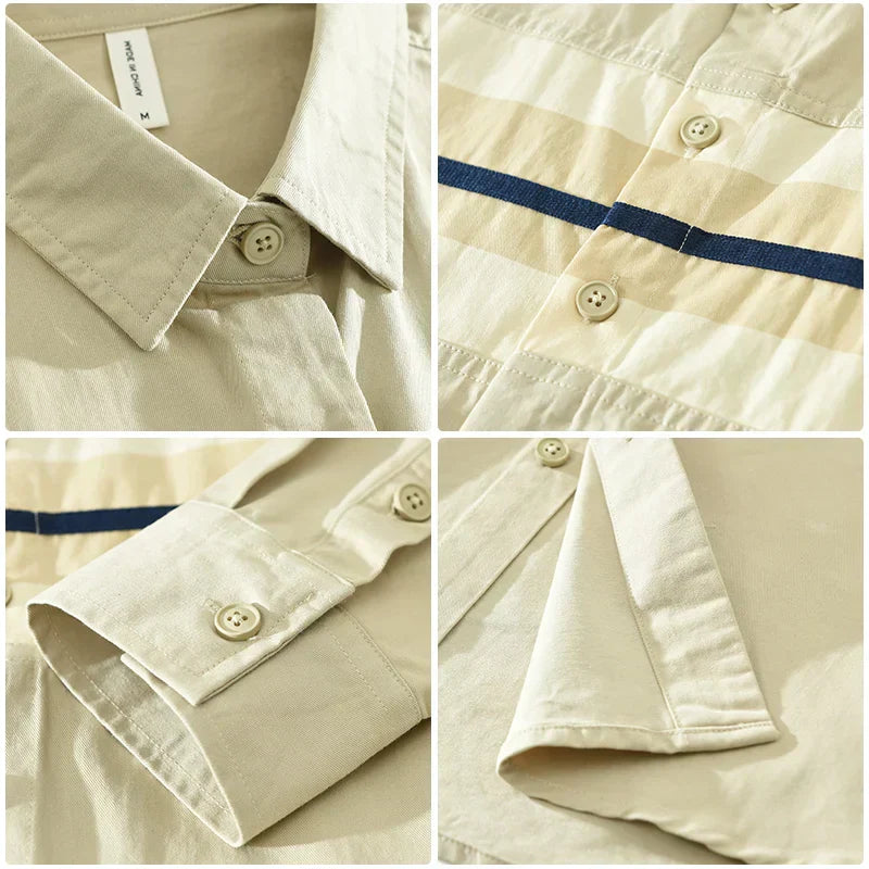 Herrskjorta Lapptäcksstil Relaxed Cotton 6