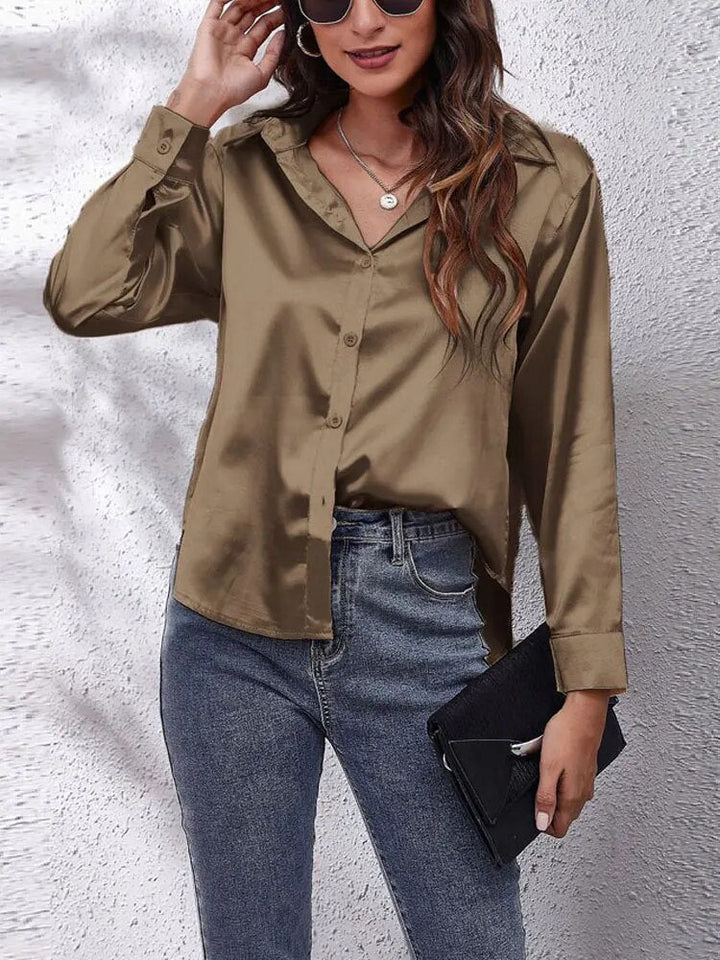 Variant image for Dam Skjorta Satin Modern Design Elegant Blus-57