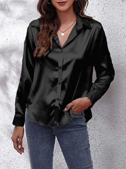 Variant image for Dam Skjorta Satin Modern Design Elegant Blus-7