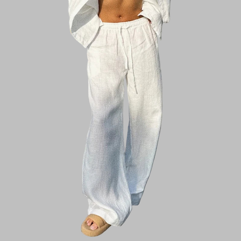 Linnebyxor Dam Hög Midja Baggy Lätt Material 0