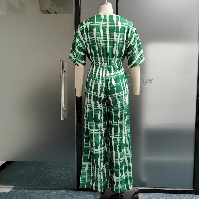 Dam Jumpsuit Djup V-ringning Flytande Silhuett-6