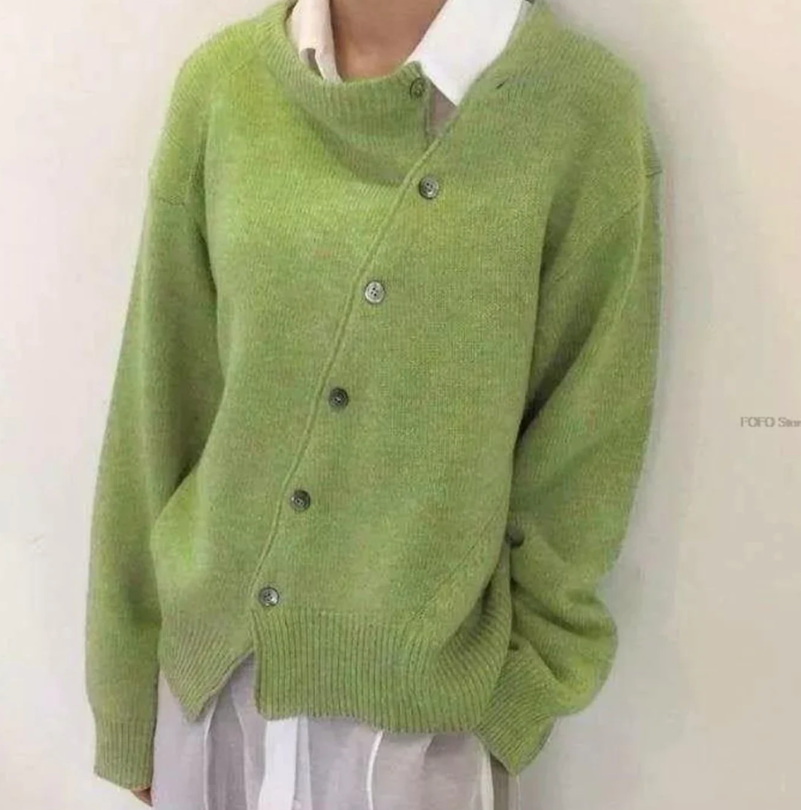Variant image for Kvinnors Lång Cardigan Diagonal Knappstängning Kashmirmix-15