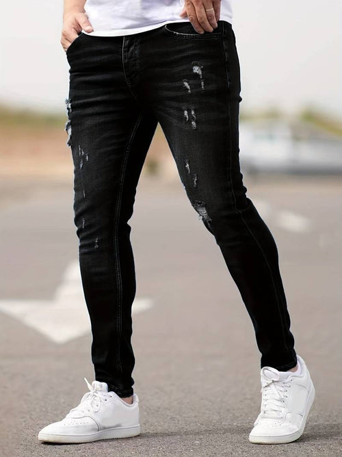 Herr Jeans Trasiga Stretch Modern Stil-1