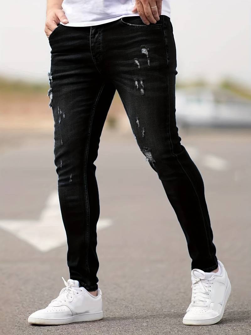 Herr Jeans Trasiga Stretch Modern Stil-1