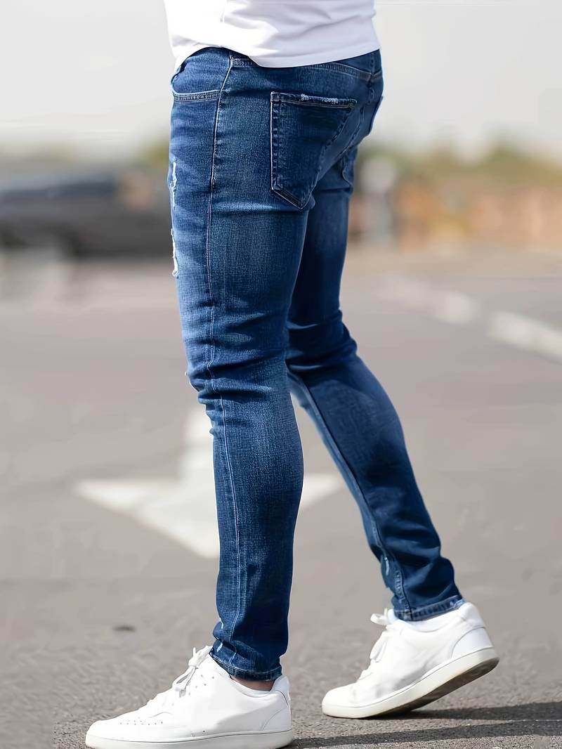 Herr Jeans Trasiga Stretch Modern Stil-4
