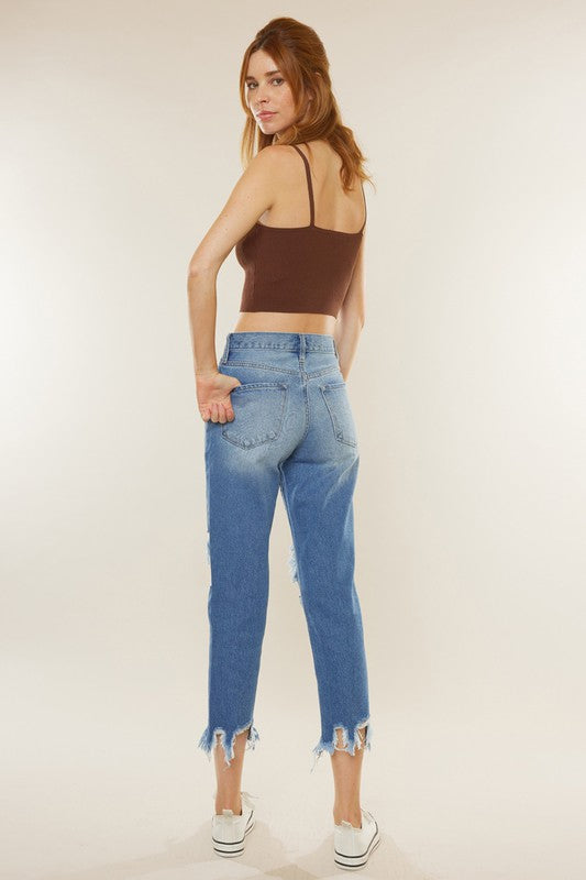 Mamma Jeans Hög Midja Denim Mörk 2