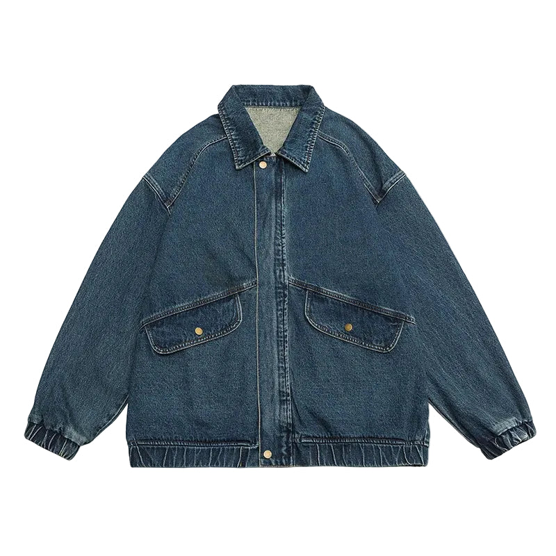 Män Oversized Jeansjacka i Retro Stil 0