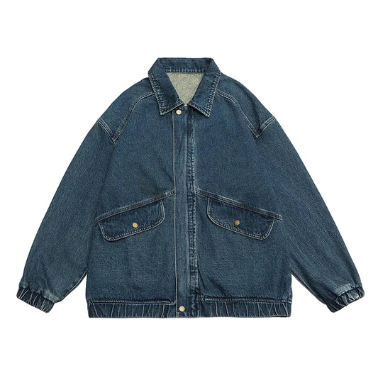 Män Oversized Jeansjacka i Retro Stil 0