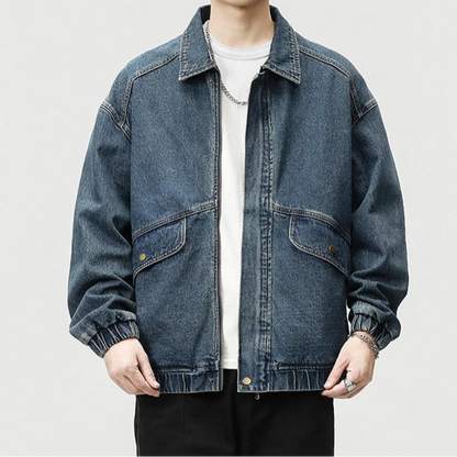 Män Oversized Jeansjacka i Retro Stil 2