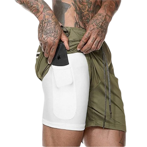 Mäns 2-i-1 Fitnessshorts för Aktiv Livsstil 0