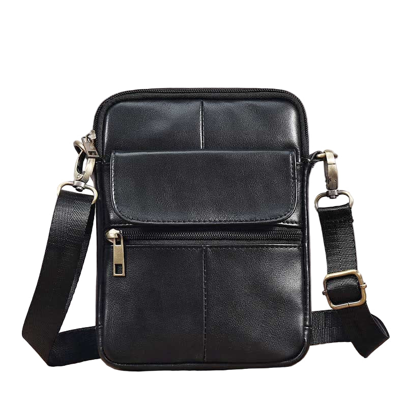 Mäns Axelväska Tidlös Design Med Flera Fack och Justerbar Rem 5