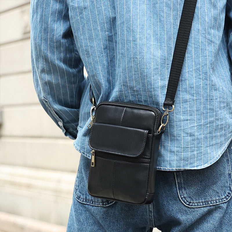 Mäns Axelväska Tidlös Design Med Flera Fack och Justerbar Rem 9