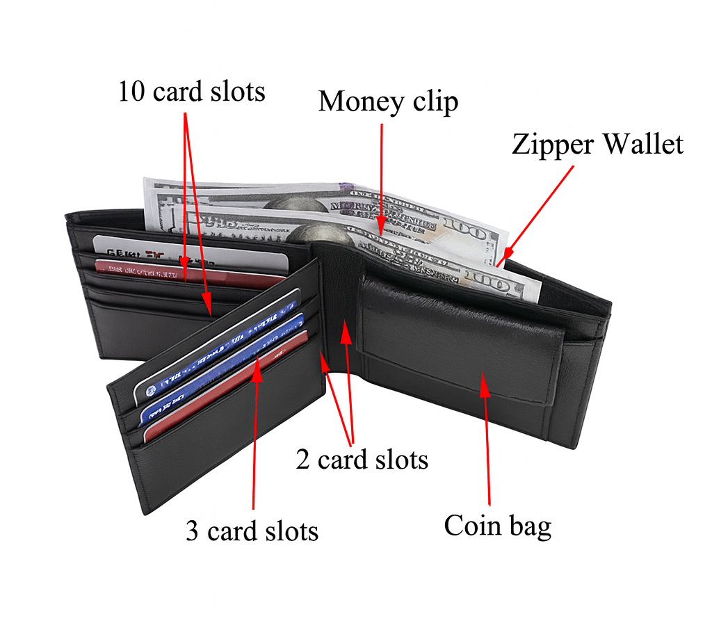 Mäns Bifold Plånbok med Flera Kortplatser 4