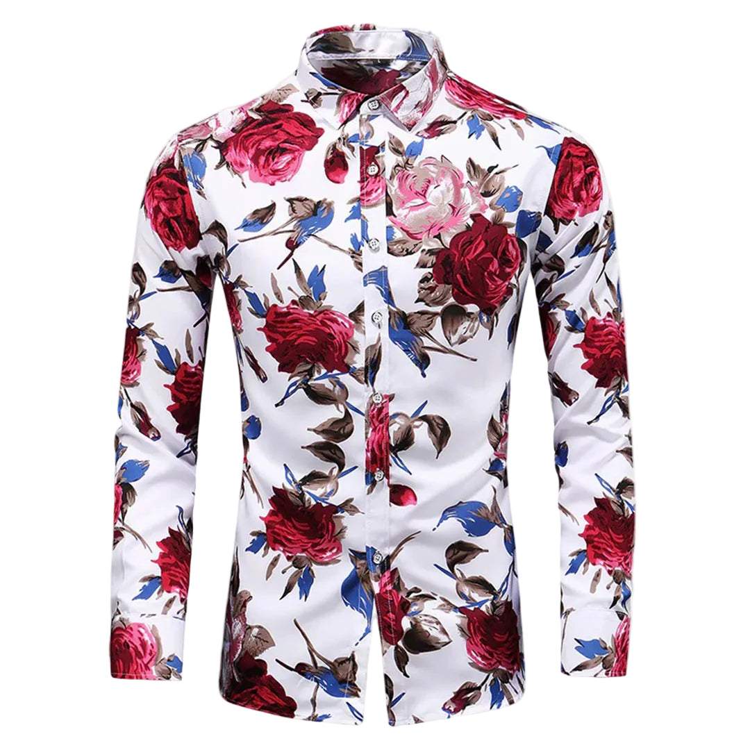 Mäns Blommig Skjorta med Romantisk Design 0