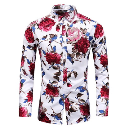 Mäns Blommig Skjorta med Romantisk Design 0