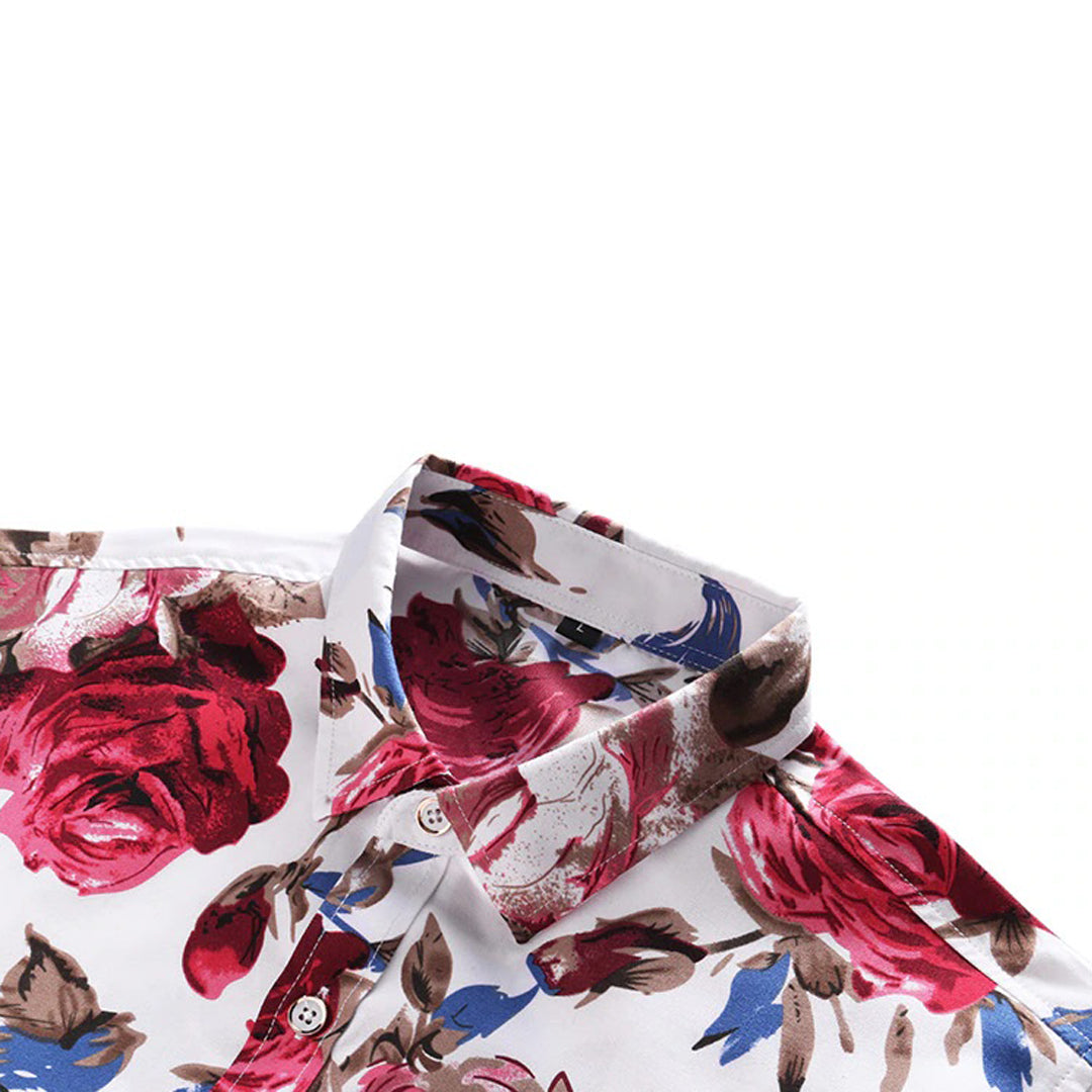 Mäns Blommig Skjorta med Romantisk Design 7