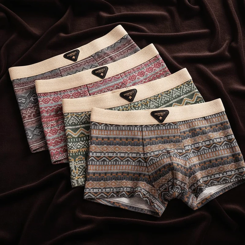 Mäns Boxershorts Geometriskt Mönster med U-Formad Påse 7
