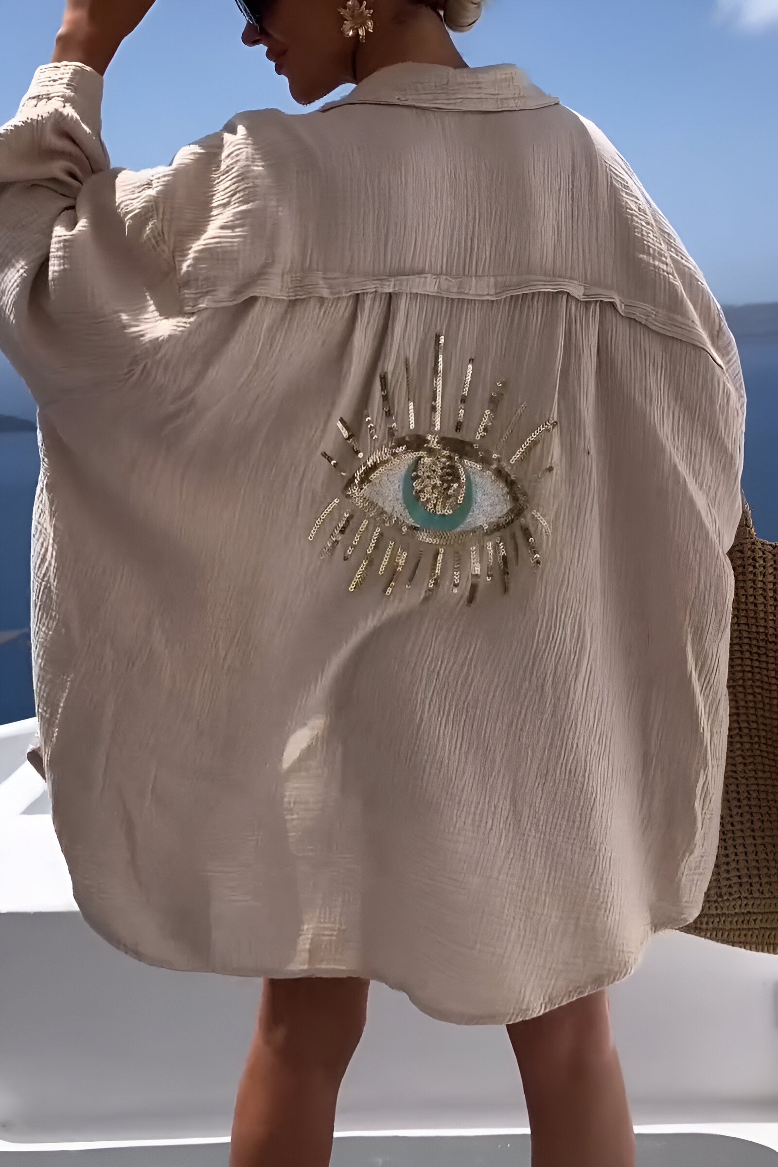 Mäns Button Down Skjorta med Pärlmönster 5