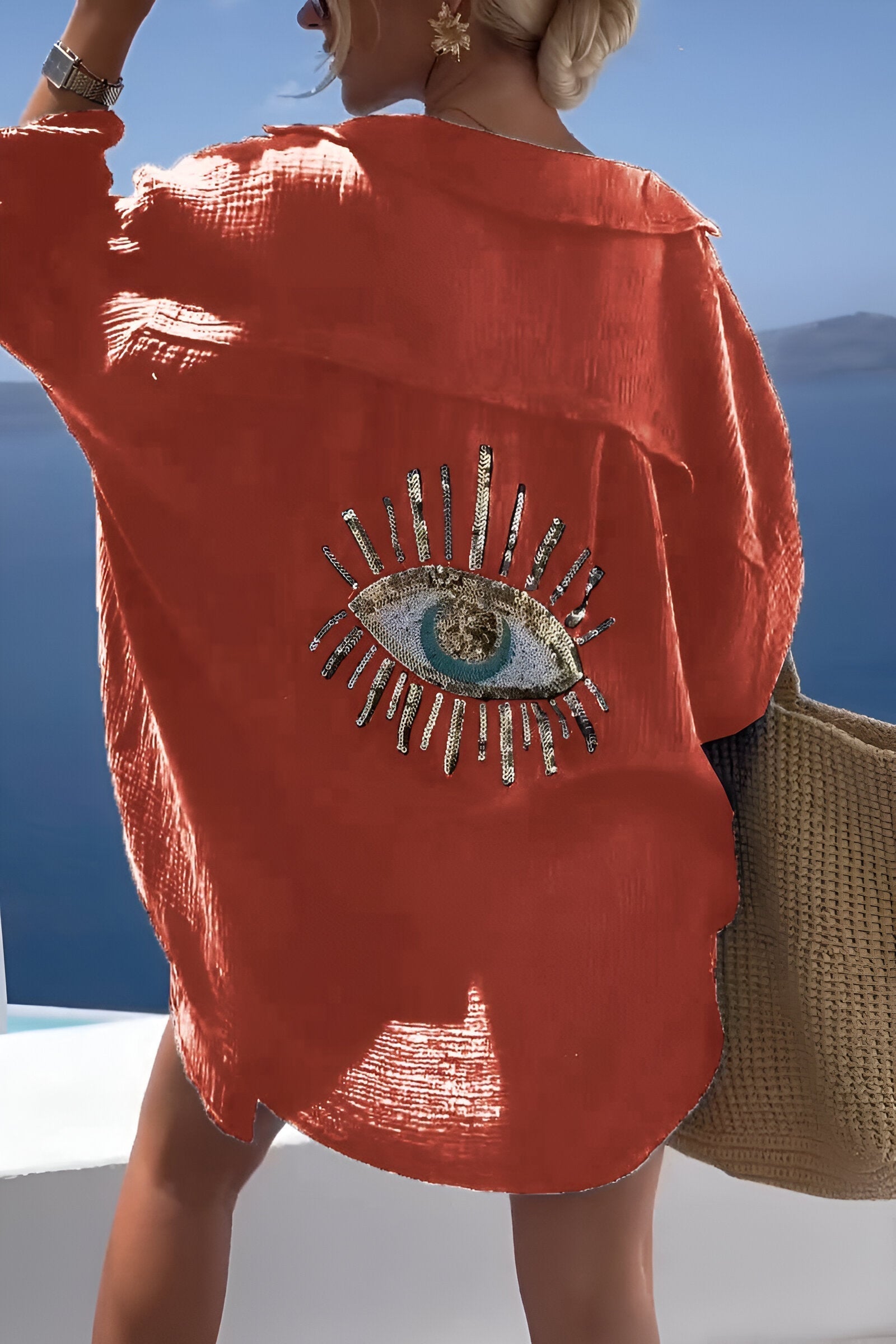 Mäns Button Down Skjorta med Pärlmönster 7