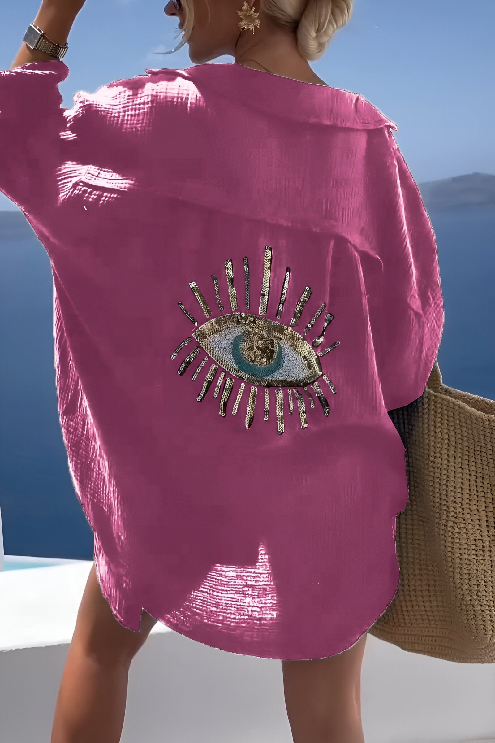 Mäns Button Down Skjorta med Pärlmönster 9