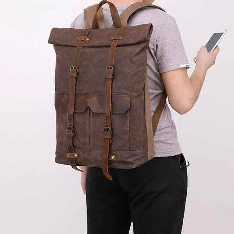 Mäns Campingryggsäck Vattentät Vintage Stil 3