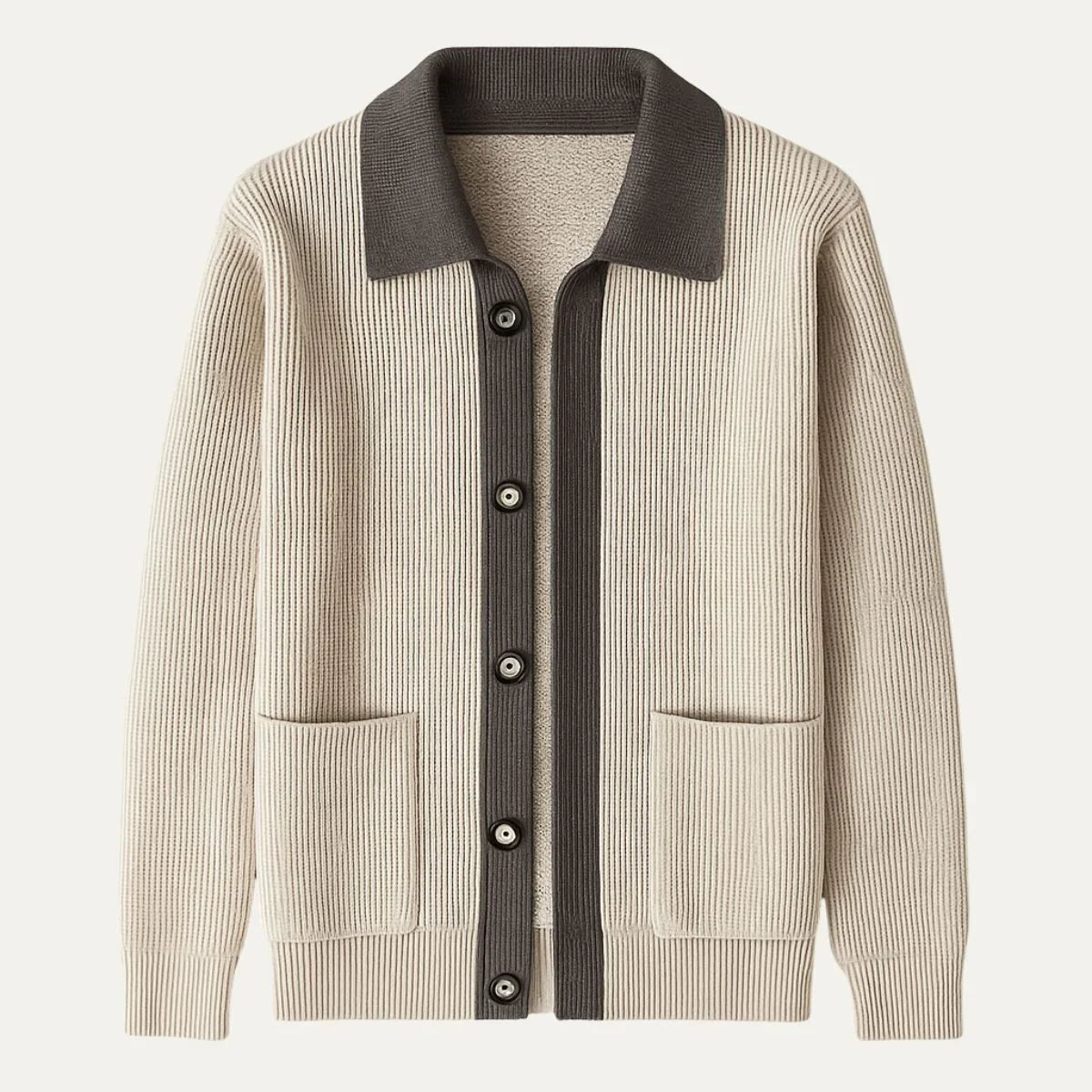 Mäns Cardigan Med Fickor Skräddarsydd Passform 3