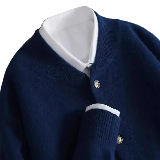 Mäns Cardigan Mock Neck Med Knapp Framtill 1