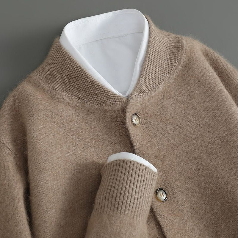 Mäns Cardigan Mock Neck Med Knapp Framtill 2