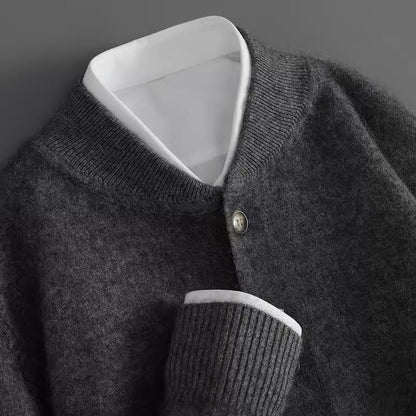 Mäns Cardigan Mock Neck Med Knapp Framtill 3