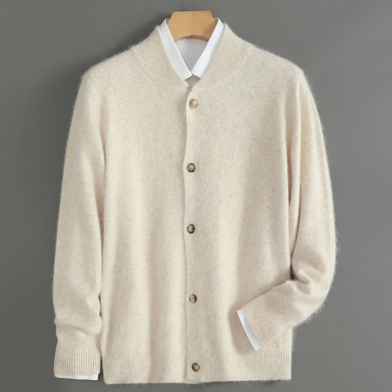 Mäns Cardigan Mock Neck Med Knapp Framtill 5