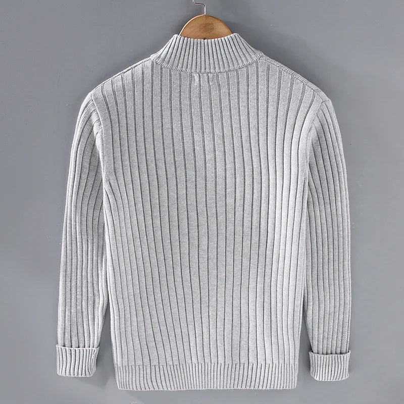 Mäns Cardigan med Dragkedja Ribbstickad 1