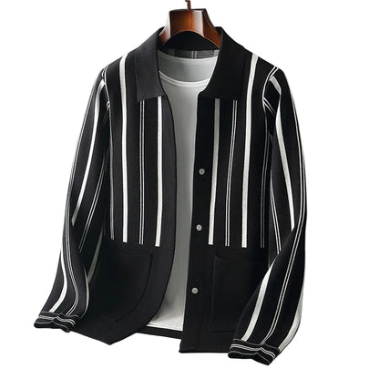 Mäns Cardigan med Randig Design 0
