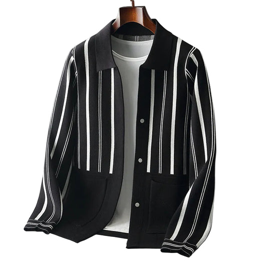 Mäns Cardigan med Randig Design 0
