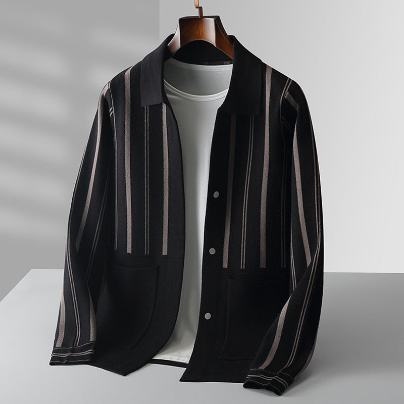 Mäns Cardigan med Randig Design 1