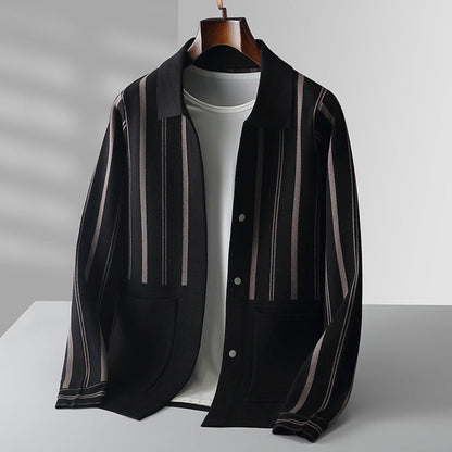 Mäns Cardigan med Randig Design 1