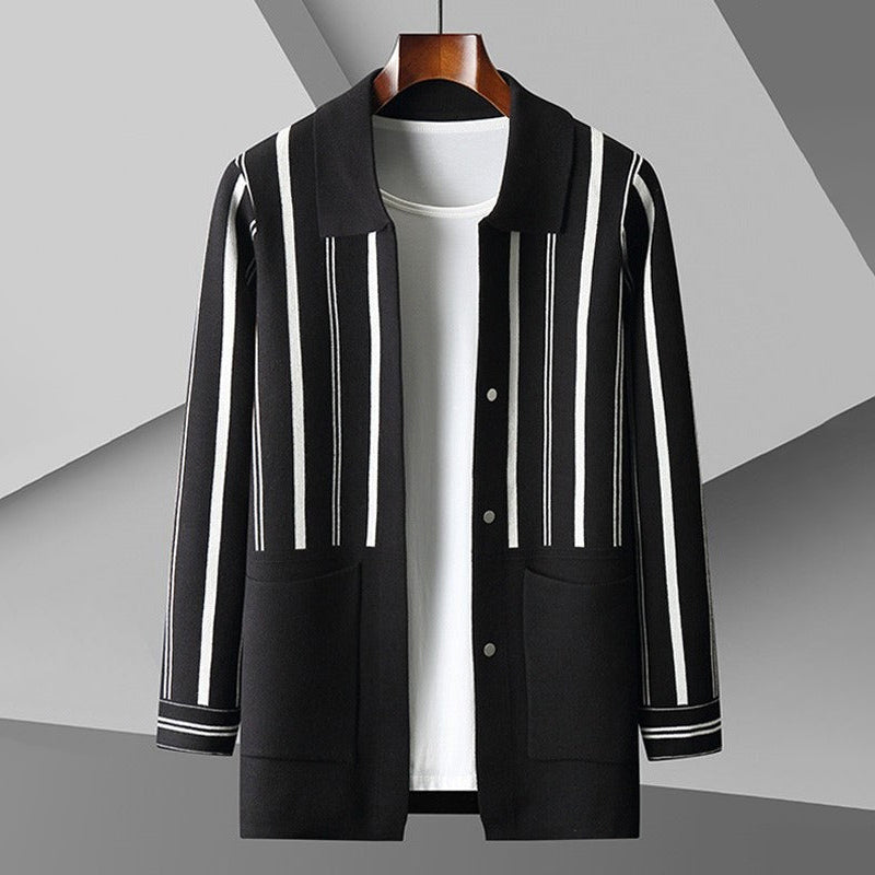 Mäns Cardigan med Randig Design 2
