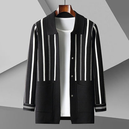 Mäns Cardigan med Randig Design 2