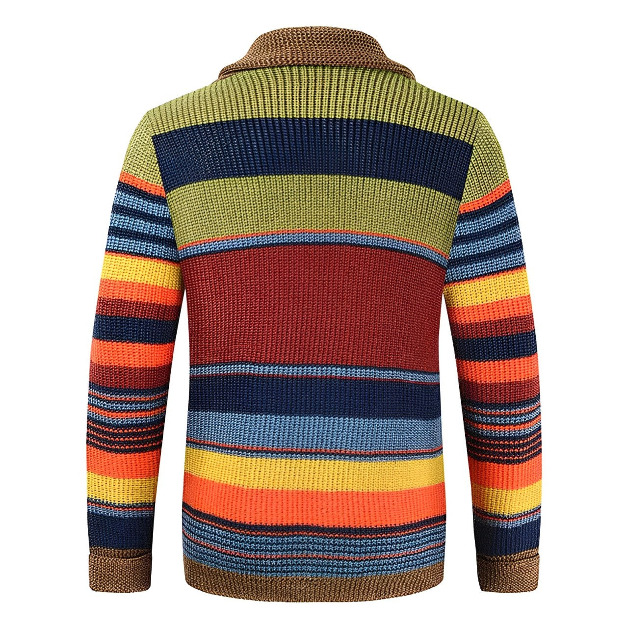 Mäns Cardigan med Retro Färgblock och Knappslå 2