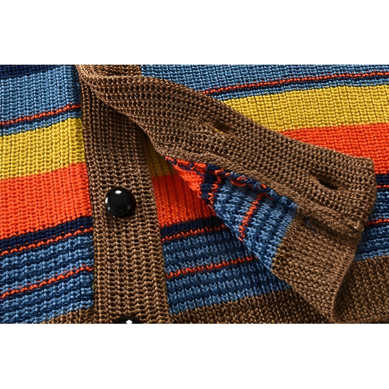 Mäns Cardigan med Retro Färgblock och Knappslå 4