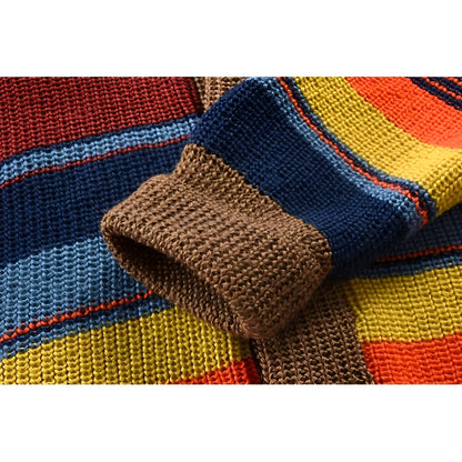 Mäns Cardigan med Retro Färgblock och Knappslå 5
