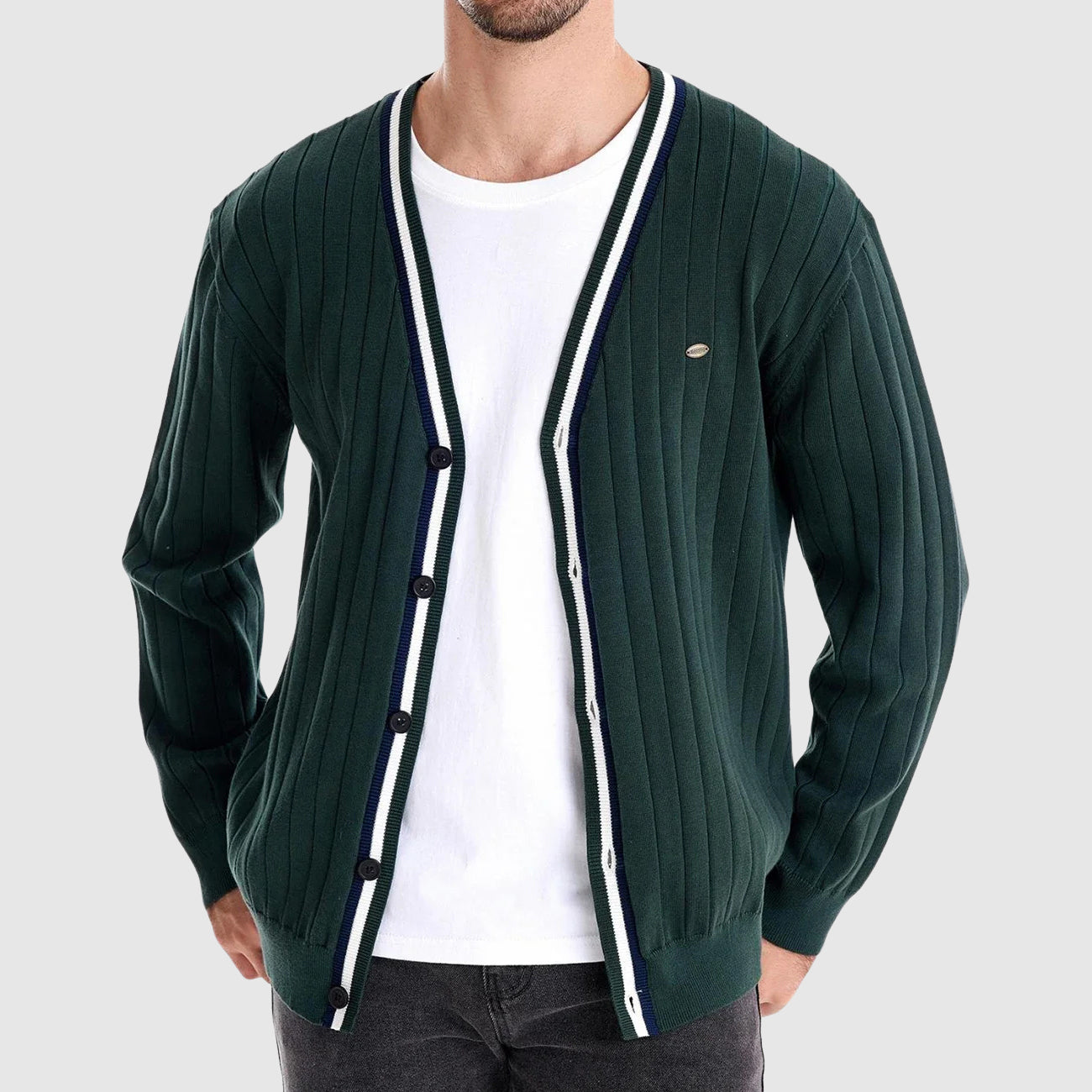 Mäns Cardigan med V-ringning 6