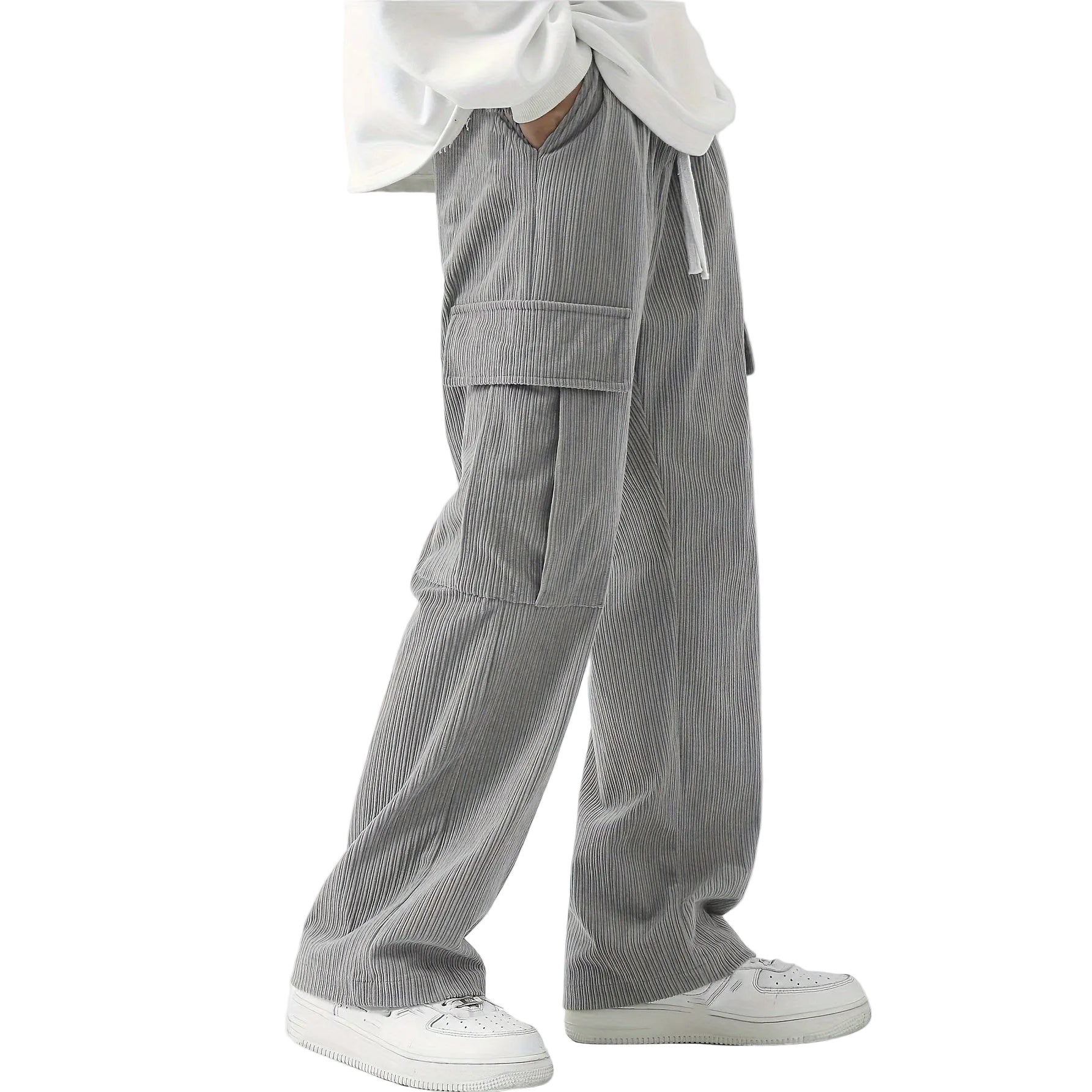 Mäns Cargo Byxor i Corduroy Stil 0