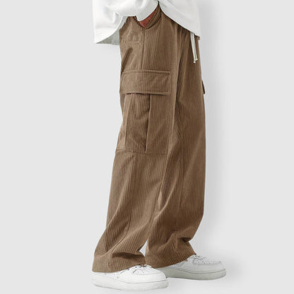 Mäns Cargo Byxor i Corduroy Stil 1