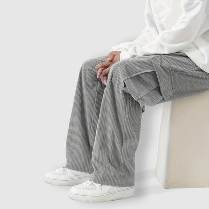 Mäns Cargo Byxor i Corduroy Stil 2