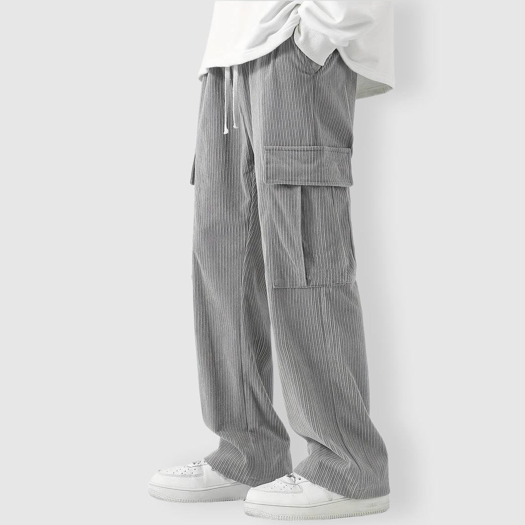 Mäns Cargo Byxor i Corduroy Stil 4