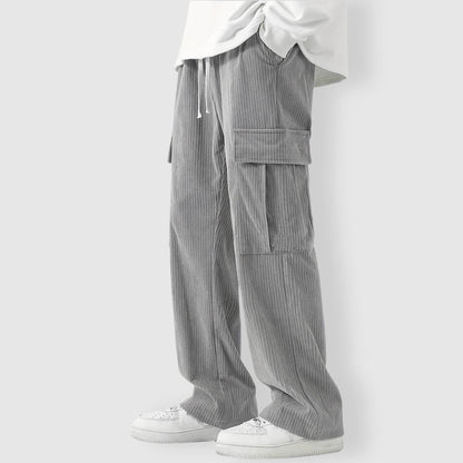 Mäns Cargo Byxor i Corduroy Stil 4