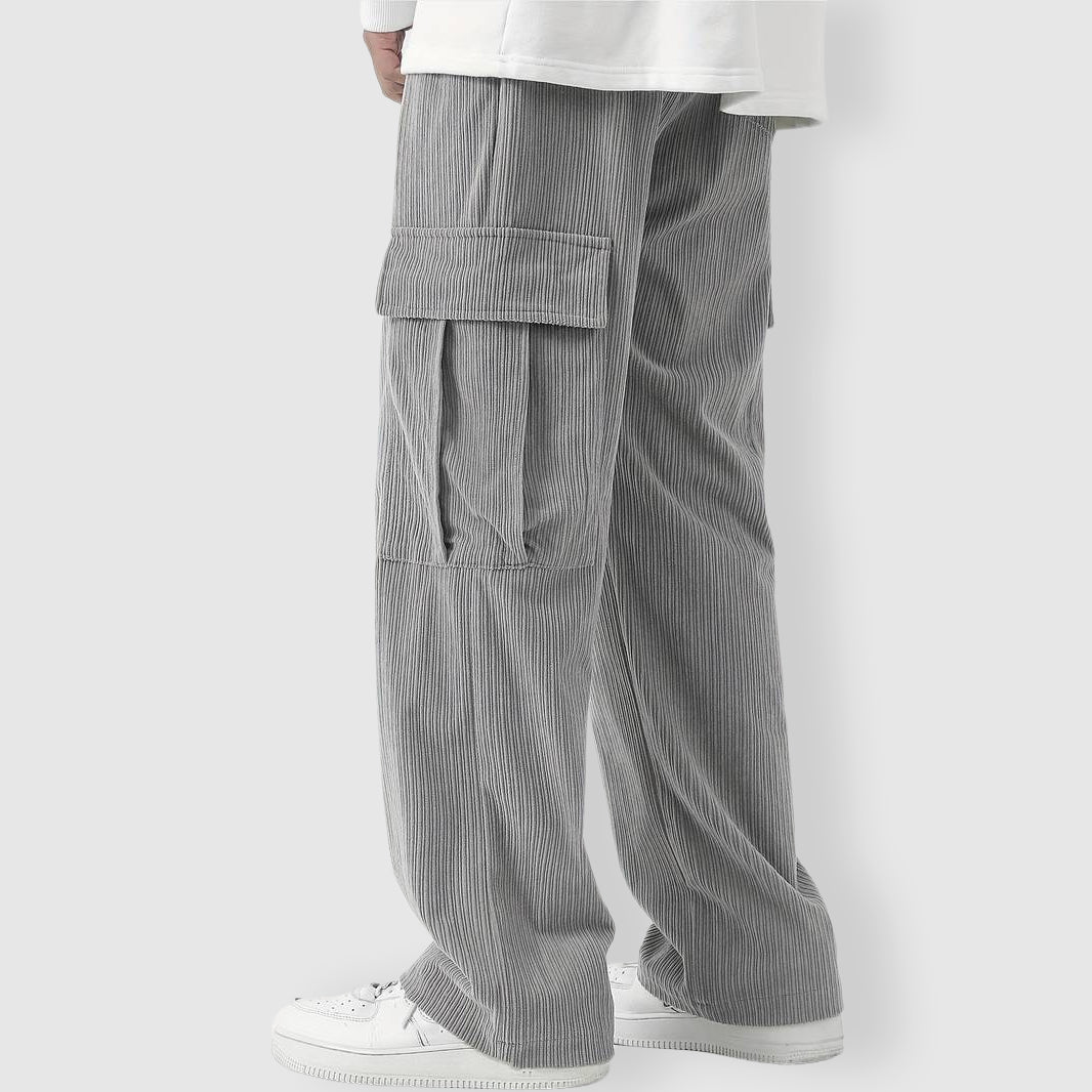 Mäns Cargo Byxor i Corduroy Stil 5
