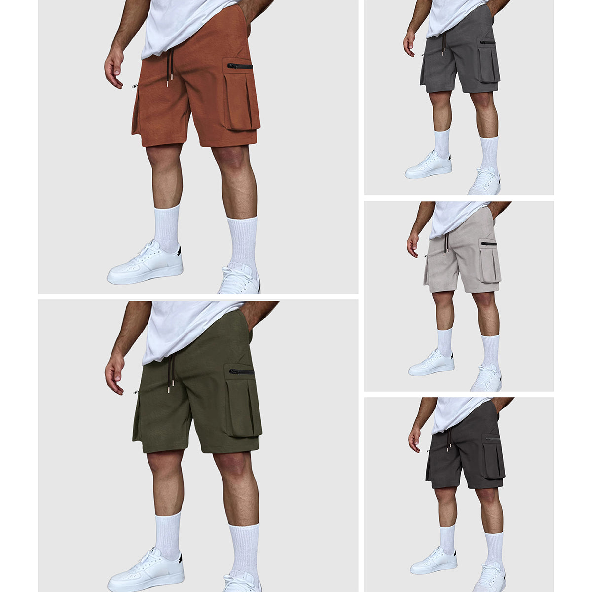 Mäns Cargo Shorts Funktionell Design 5