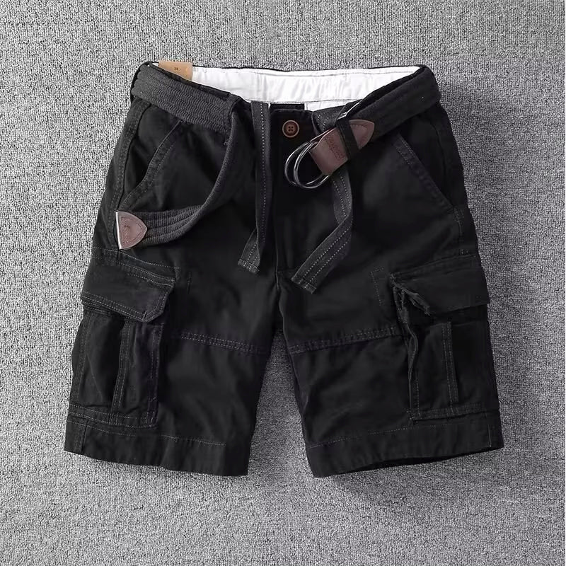 Mäns Cargo Shorts med Justerbar Midja 4